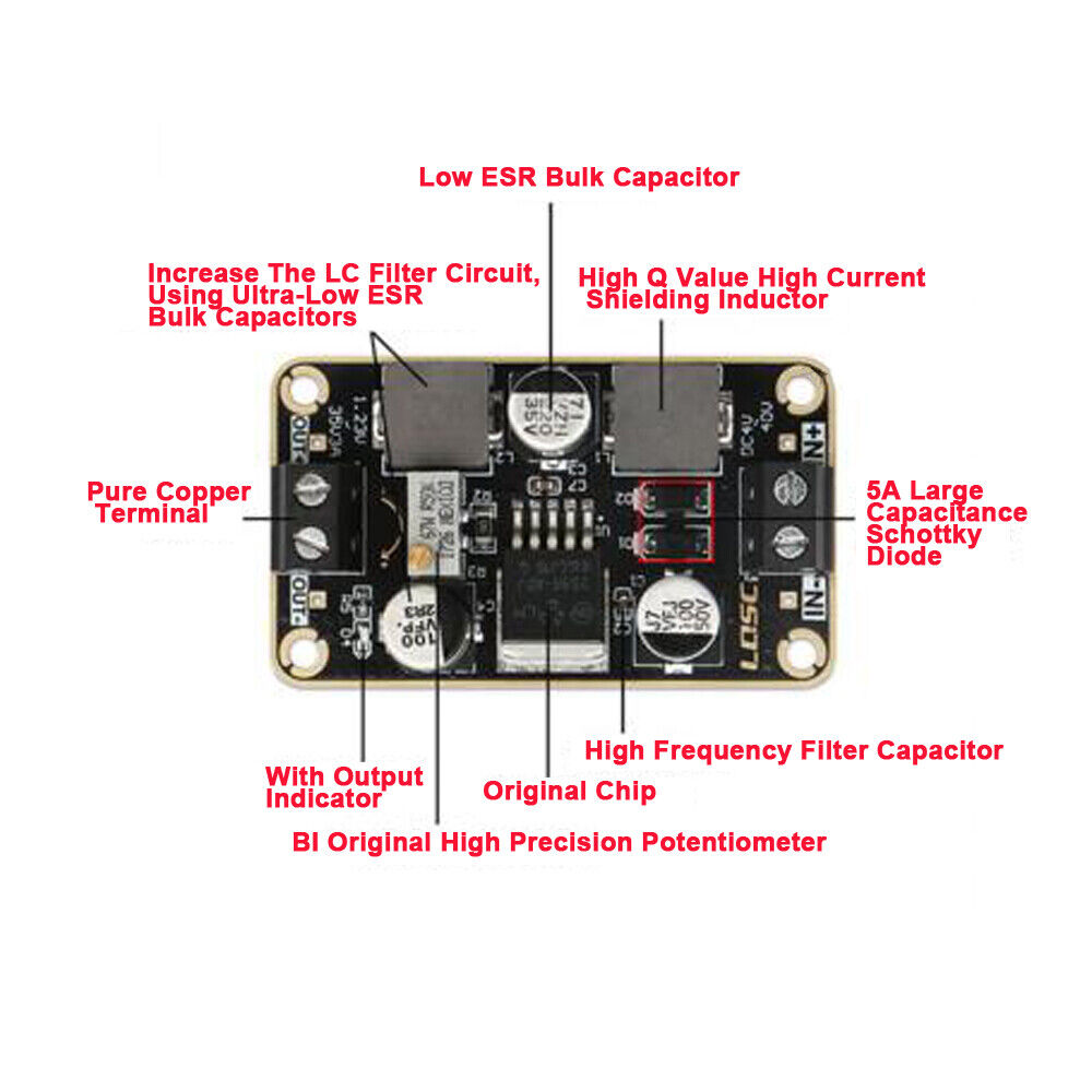 DC-DC Adjustable Buck Power Supply Module LM2596-ADJ 4V-40V 3A Regulator Board