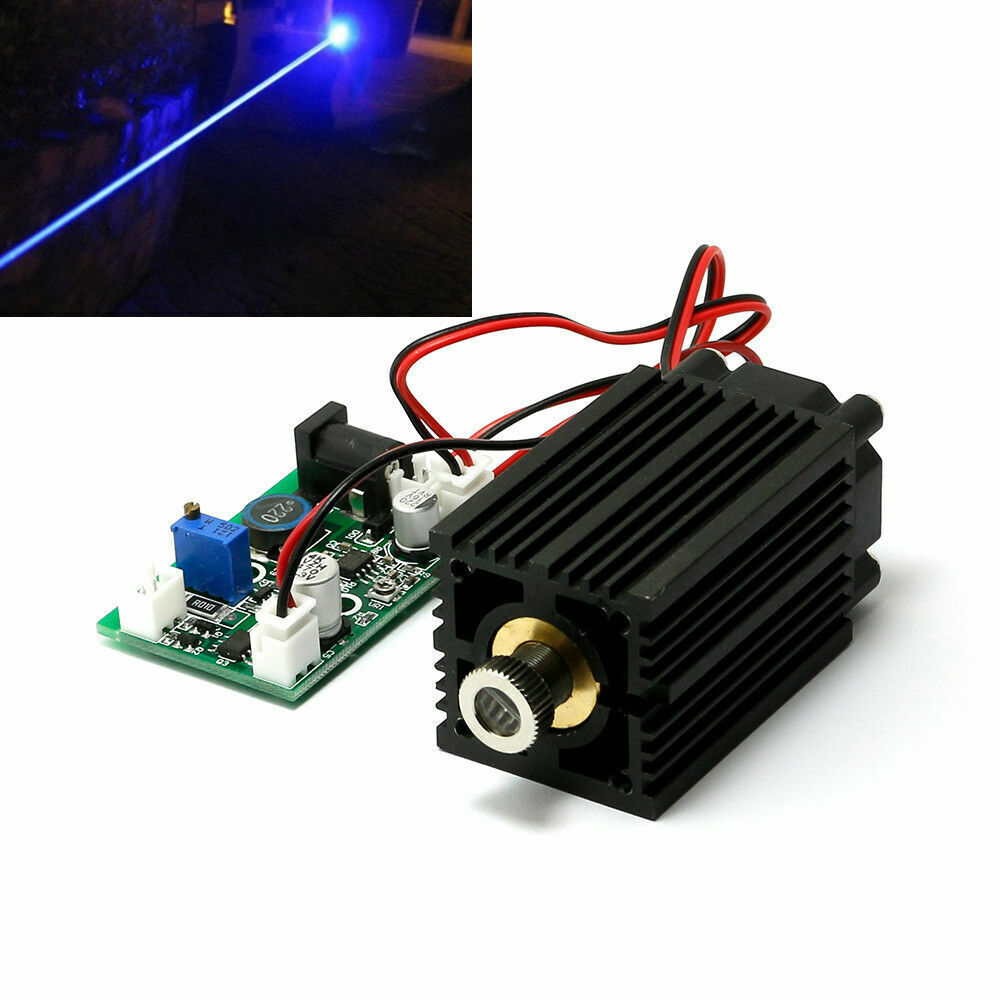 12V 450nm 2W 2000mw Blue Laser Dot Module Adjustable w/Driver & TTL Wood Carving